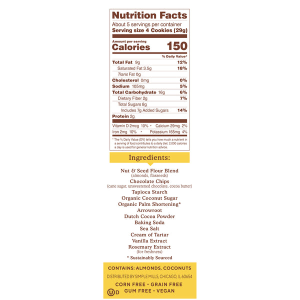 Simple Mills, Naturally Gluten-Free, Crunchy Cookies, Double Chocolate, 5.5 oz (156 g) - The Supplement Shop
