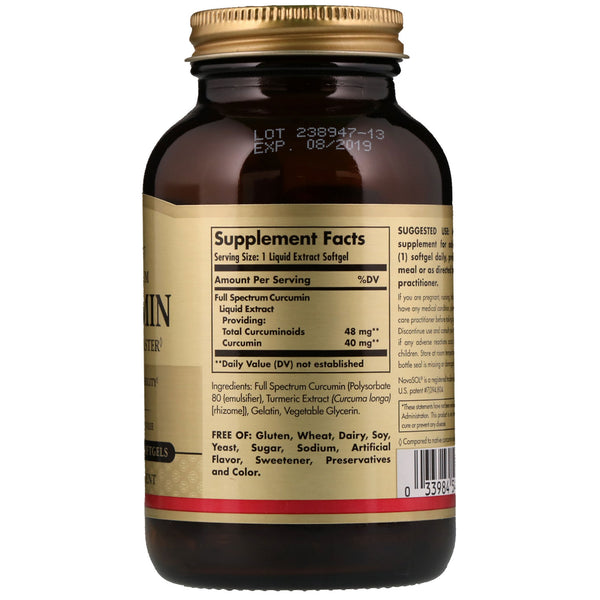 Solgar, Full Spectrum Curcumin, 90 Liquid Extract Softgels - The Supplement Shop