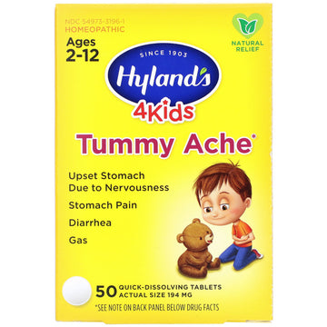 Hyland's, 4Kids, Tummy Ache, Ages 2-12, 194 mg, 50 Quick-Dissolving Tablets