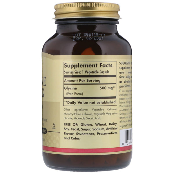 Solgar, Glycine, 500 mg, 100 Vegetable Capsules - The Supplement Shop