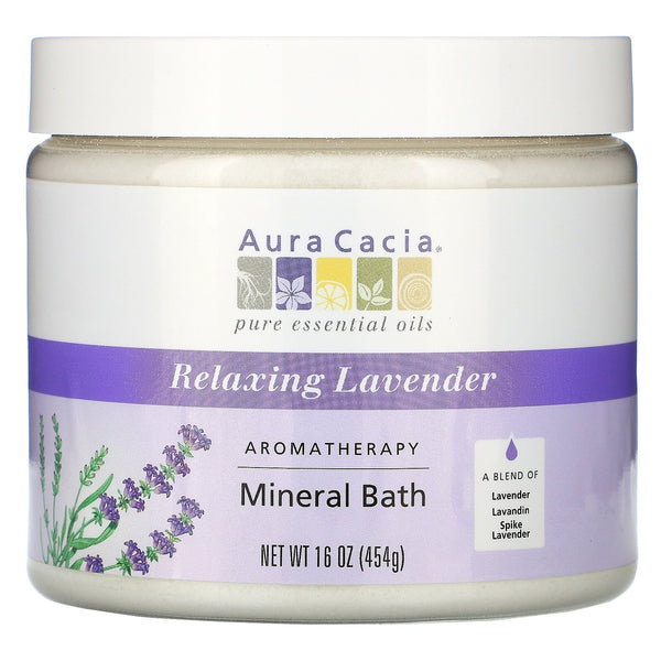 Aura Cacia, Aromatherapy Mineral Bath, Relaxing Lavender, 16 oz (454 g) - The Supplement Shop
