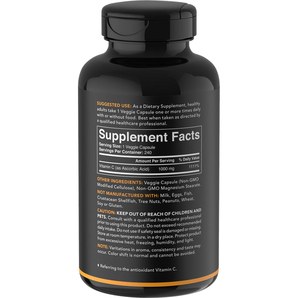 Sports Research, Vitamin C, 1,000 mg, 240 Veggie Capsules - The Supplement Shop