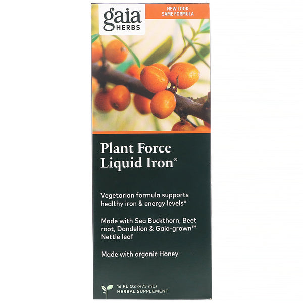 Gaia Herbs, Plant Force Liquid Iron, 16 fl oz (473 ml) - The Supplement Shop