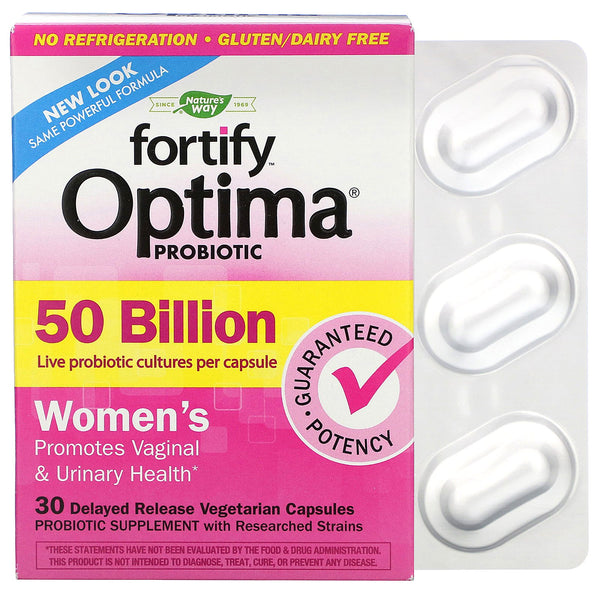 Nature's Way, Fortify Optima Probiotic, Women's, 50 Billion, 30 Delayed Release Vegetarian Capsules - The Supplement Shop