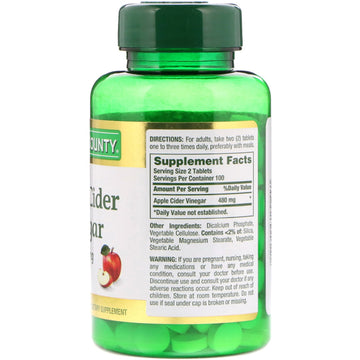 Nature's Bounty, Apple Cider Vinegar, 480 mg, 200 Tablets
