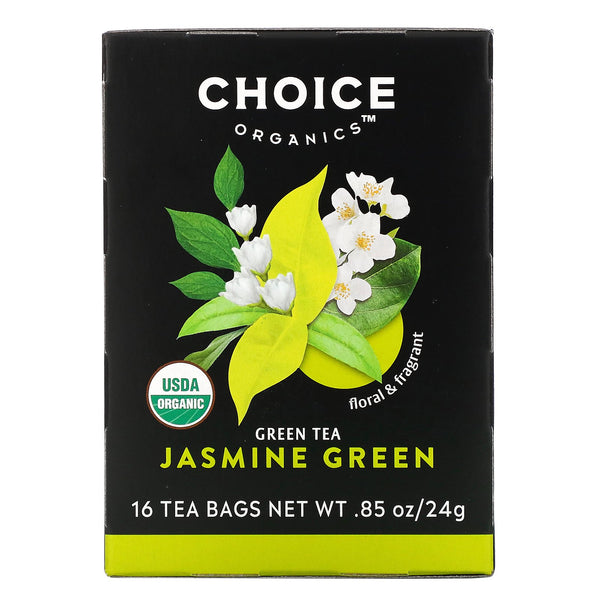 Choice Organic Teas, Green Tea, Jasmine Green, 16 Tea Bags, .85 oz (24 g) - The Supplement Shop