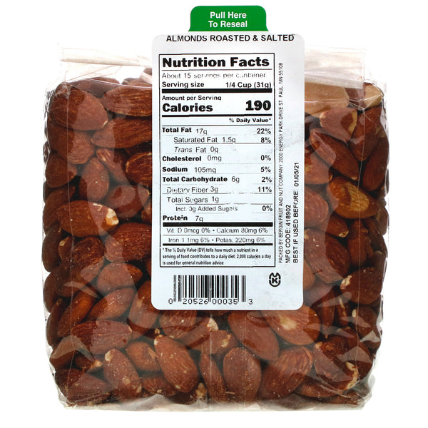 Bergin Fruit and Nut Company, Almonds Roasted & Salted, 16 oz (454 g) - The Supplement Shop