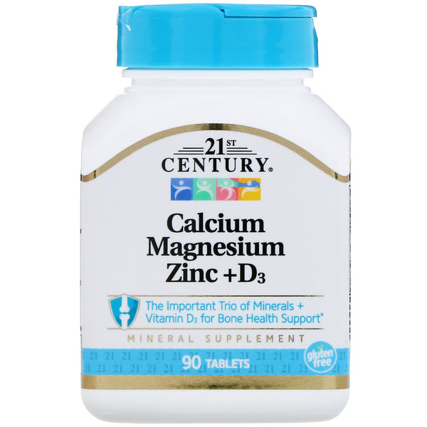 21st Century, Calcium Magnesium Zinc + D3, 90 Tablets - The Supplement Shop