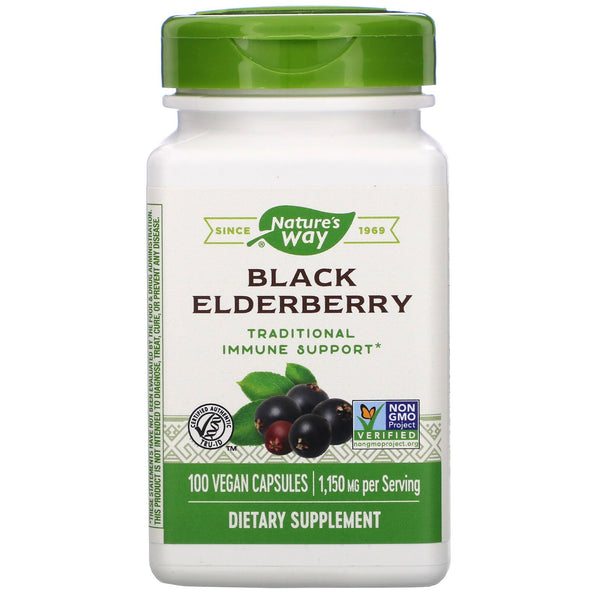 Nature's Way, Black Elderberry, 1,150 mg, 100 Vegan Capsules - The Supplement Shop