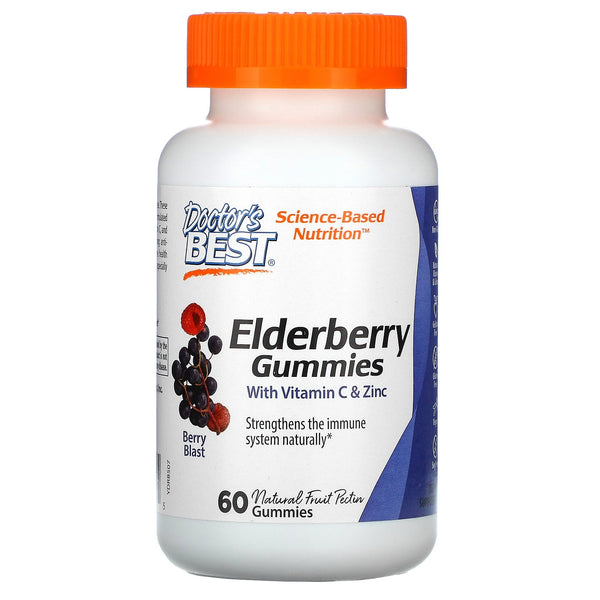 Doctor's Best, Elderberry Gummies with Vitamin C & Zinc, Berry Blast, 60 Gummies - The Supplement Shop