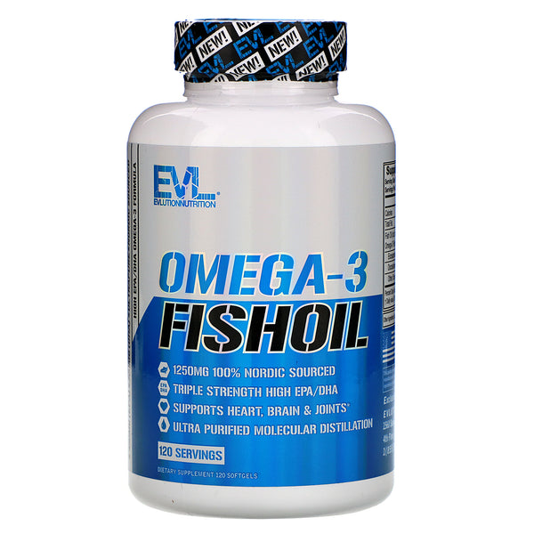 EVLution Nutrition, Omega-3 Fish Oil, 120 Softgels - The Supplement Shop
