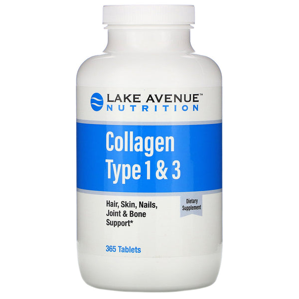 Lake Avenue Nutrition, Hydrolyzed Collagen Type 1 & 3, 1,000 mg, 365 Tablets - The Supplement Shop