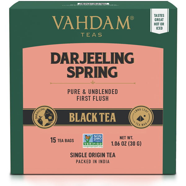 Vahdam Teas, Black Tea, Darjeeling, 15 Tea Bags, 1.06 oz (30 g) - The Supplement Shop