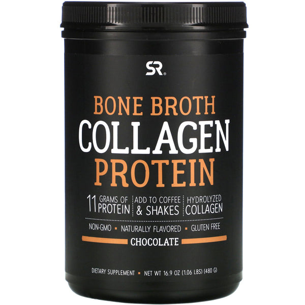 Sports Research, Bone Broth Collagen Protein, Chocolate, 1.06 lb (480 g) - The Supplement Shop