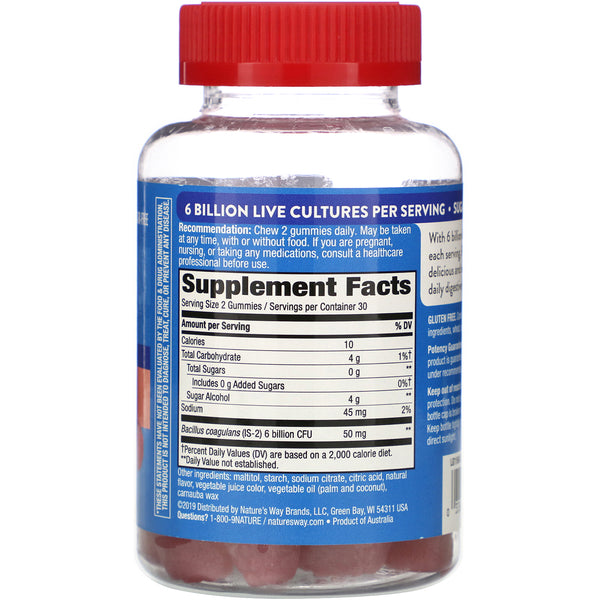 Nature's Way, Fortify Gummy Probiotic, Sugar-Free, Berry Flavored, 6 Billion, 60 Gummies - The Supplement Shop