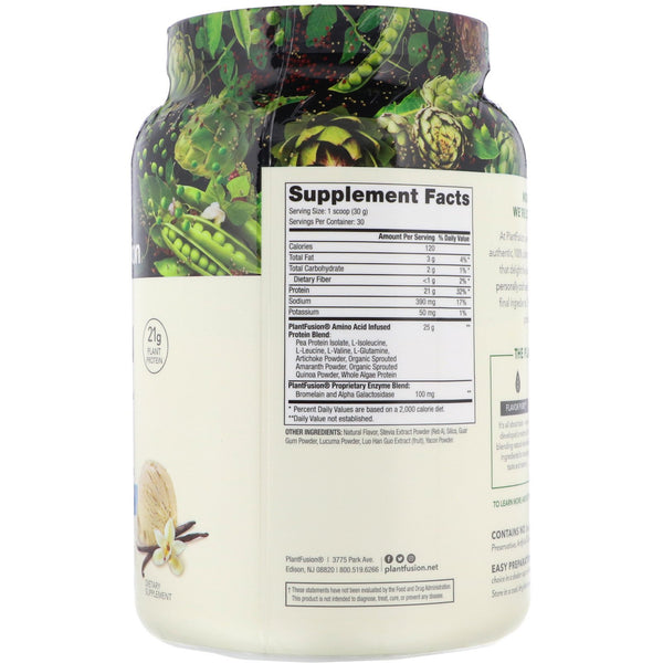 PlantFusion, Complete Protein, Creamy Vanilla Bean, 2 lb (900 g) - The Supplement Shop