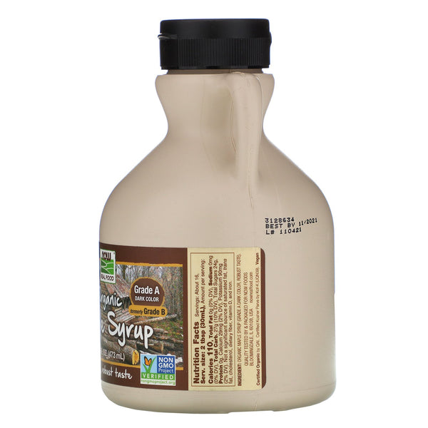 Now Foods, Real Food, Organic Maple Syrup, Grade A, Dark Color, 16 fl oz (473 ml) - The Supplement Shop