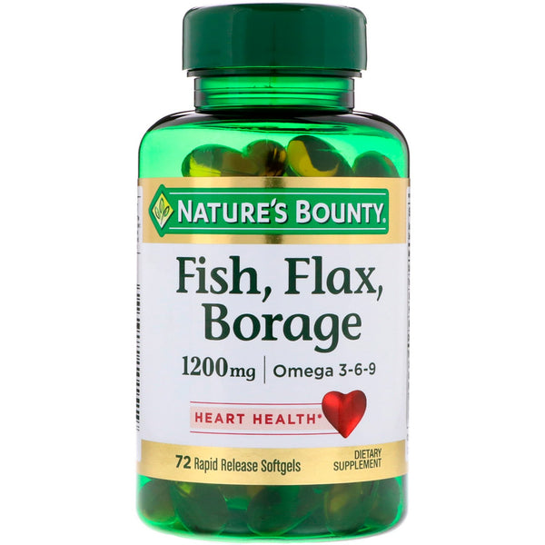 Nature's Bounty, Fish, Flax, Borage, 1,200 mg, 72 Rapid Release Softgels - The Supplement Shop