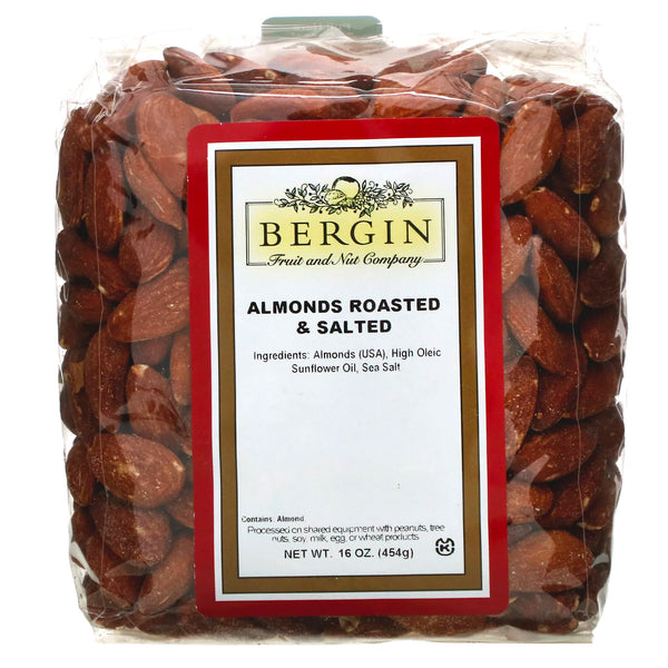 Bergin Fruit and Nut Company, Almonds Roasted & Salted, 16 oz (454 g) - The Supplement Shop