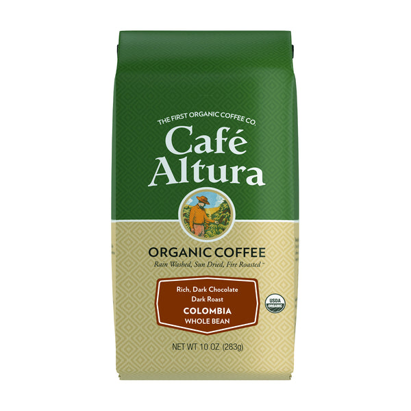 Cafe Altura, Organic Coffee, Colombia, Dark Roast, Whole Bean, 10 oz (283 g) - The Supplement Shop