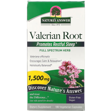 Nature's Answer, Valerian Root, 1,500 mcg, 180 Vegetarian Capsules