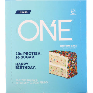 One Brands, One Bar, Birthday Cake, 12 Bars, 2.12 oz (60 g) Each