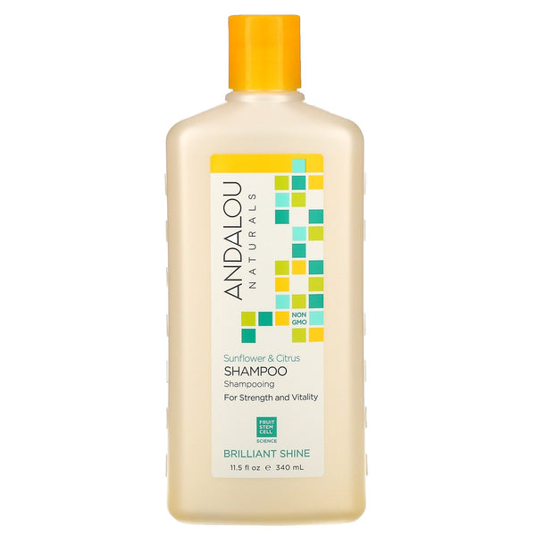 Andalou Naturals, Shampoo, Brilliant Shine, For Strength and Vitality, Sunflower & Citrus, 11.5 fl oz (340 ml) - The Supplement Shop