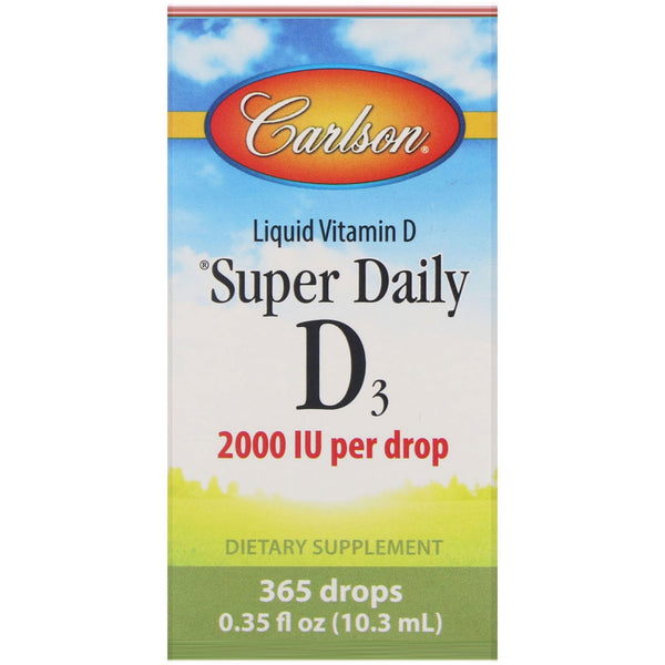 Carlson Labs, Super Daily D3, 2,000 IU, 0.35 fl oz (10.3 ml) - The Supplement Shop
