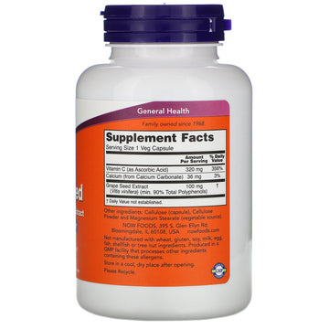 NOW Foods, Grape Seed, Standardized Extract, 100 mg , 200 Veg Capsules