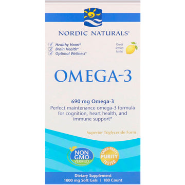 Nordic Naturals, Omega-3, Lemon, 690 mg, 180 Soft Gels