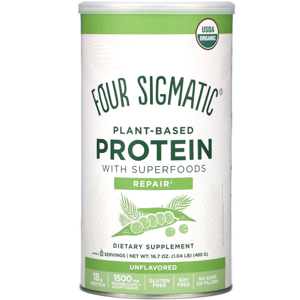 Four Sigmatic, Plant-Based Protein with Superfoods, Unflavored, 16.7 oz (480 g) - The Supplement Shop
