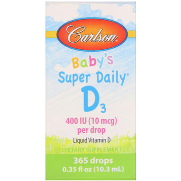 Carlson Labs, Baby's Super Daily D3, 10 mcg (400 IU), 0.35 fl oz (10.3 ml)