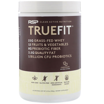 RSP Nutrition, TrueFit, Grass-Fed Whey Protein Shake, Chocolate, 2 lbs (940 g)