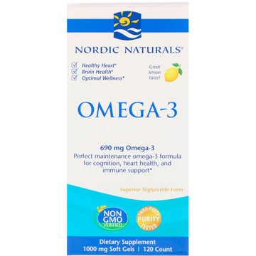 Nordic Naturals, Omega-3, Lemon, 690 mg, 120 Soft Gels