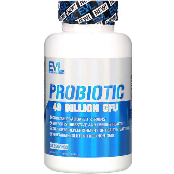 EVLution Nutrition, Probiotic, 40 Billion CFU, 60 Capsules - The Supplement Shop