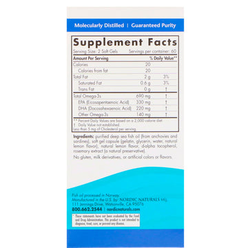 Nordic Naturals, Omega-3, Great Lemon, 120 Soft Gels (345 mg per Soft Gel)