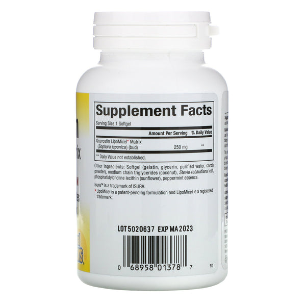 Natural Factors, Quercetin LipoMicel Matrix, 60 Liquid Softgels - The Supplement Shop