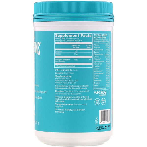 Vital Proteins, Marine Collagen, Wild Caught, Unflavored, 7.8 oz (221 g) - The Supplement Shop