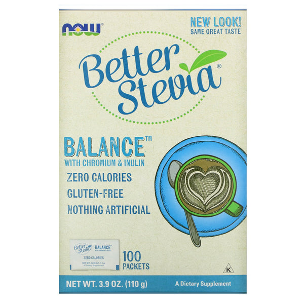 Now Foods, Better Stevia, Balance with Chromium & Inulin, 100 Packets, (1.1 g) Each - The Supplement Shop