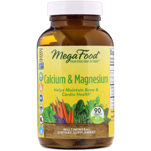 MegaFood, Calcium & Magnesium, 90 Tablets - The Supplement Shop