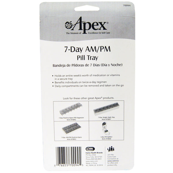 Apex, 7-Day AM/PM Pill Tray, 1 Pill Tray - The Supplement Shop