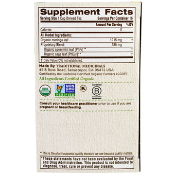 Traditional Medicinals, Organic Moringa with Spearmint & Sage , 16 Wrapped Tea Bags, 86 oz (24 g)