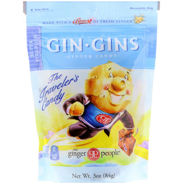 The Ginger People, Gin Gins, Ginger Candy, Super Strength, 3 oz (84 g)