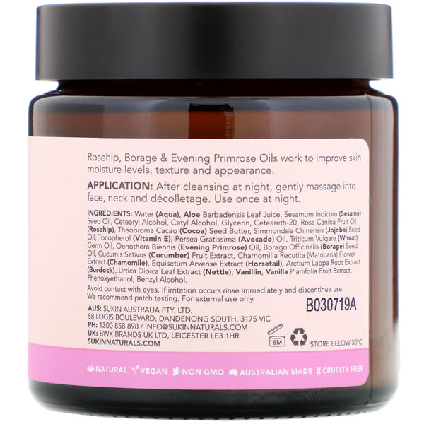 Sukin, Calming Night Cream, Sensitive, 4.06 fl oz (120 ml) - The Supplement Shop