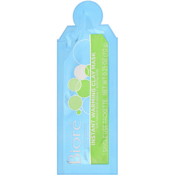 Biore, Instant Warming Clay Mask, Blue Agave + Baking Soda, 4 Single Use Packs, 0.25 oz (7.0 g) Each - The Supplement Shop