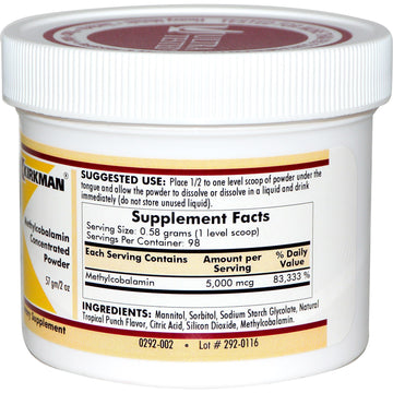 Kirkman Labs, Methylcobalamin Concentrated Powder, 2 oz (57 g)
