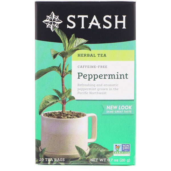 Stash Tea, Herbal Tea, Peppermint, Caffeine Free, 20 Tea Bags, 0.7 oz (20 g) - The Supplement Shop