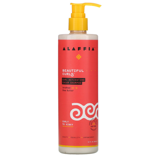 Alaffia, Beautiful Curls, Curl Activating Cream Shampoo, Curly to Kinky, Unrefined Shea Butter, 12 fl oz (354 ml) - The Supplement Shop