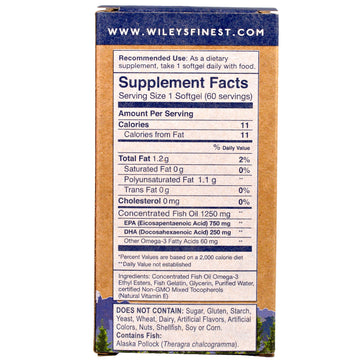 Wiley's Finest, Wild Alaskan Fish Oil, Peak EPA, 1,250 mg, 60 Fish Softgels
