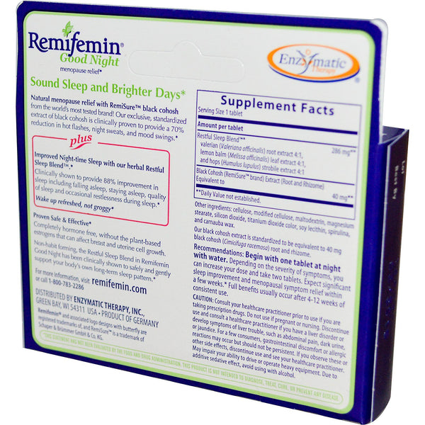 Enzymatic Therapy, Remifemin, Good Night, 21 Tablets - The Supplement Shop